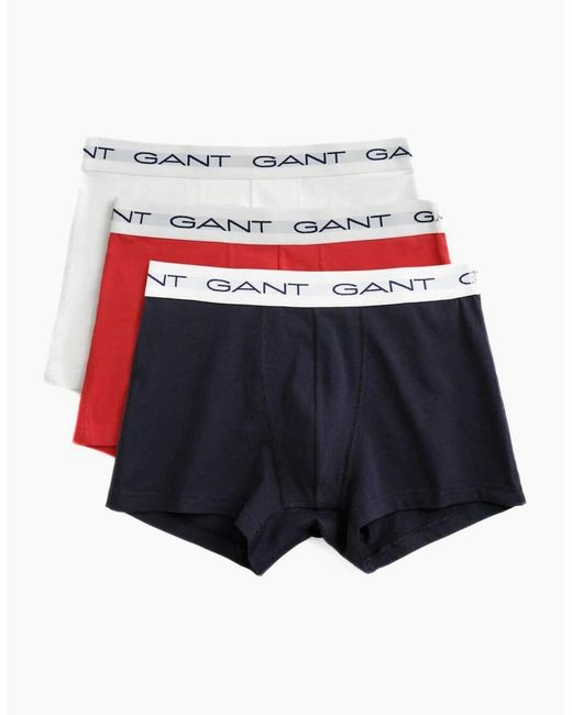 Gant Red 3-Pack Classic Logo Boxer Trunks for men