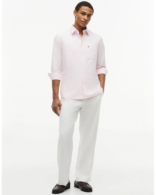Tommy Hilfiger White Heritage Oxford Long Sleeve Striped Shirt for men