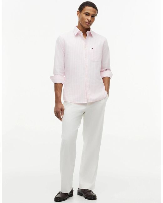 Tommy Hilfiger White Heritage Oxford Long Sleeve Striped Shirt for men