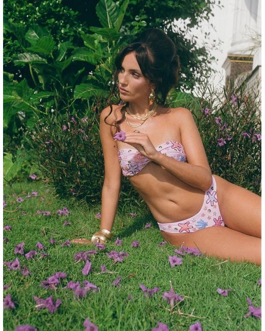 Oceanus Brown Quinn Clasp Closure Bikini Top Lilac