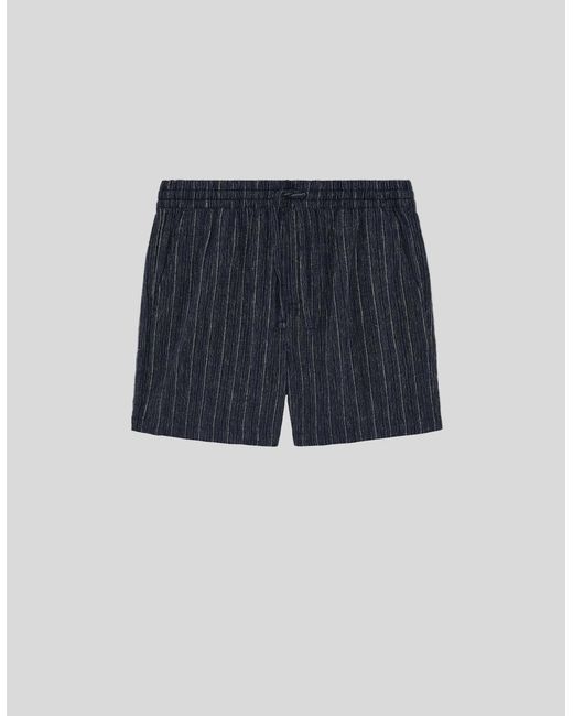 Lyle & Scott Blue Linen Blend Stripe Shorts for men