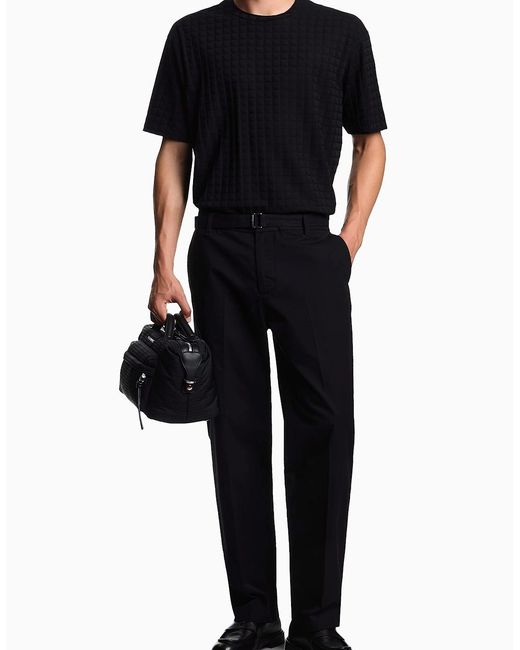 Emporio Armani Black Branded Cotton T-Shirt for men