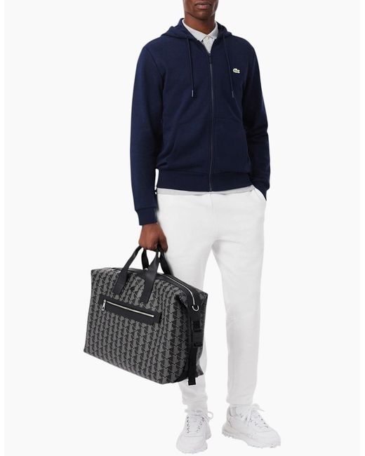 Lacoste Blue Fleece Hoodie Zip Up Organic Cotton for men