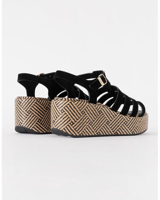 Fitflop Black Platfforms Graphic-Weave Suede Fisherman Sandals