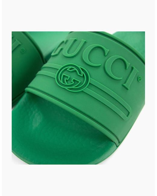 Gucci Green Logo Rubber Slider