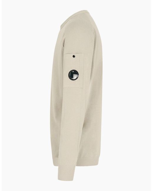 C P Company White Cotton Crepe Sweater for men