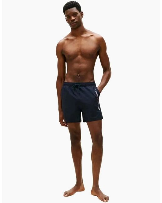 Tommy Hilfiger Blue Original Mid-Length Swim Shorts, Desert Sky for men