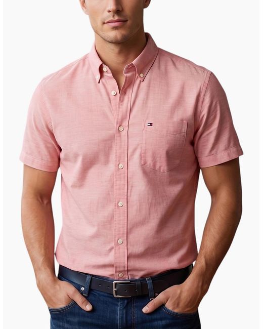 Tommy Hilfiger Blue Shirt Oxford Lightweight Summer Top for men