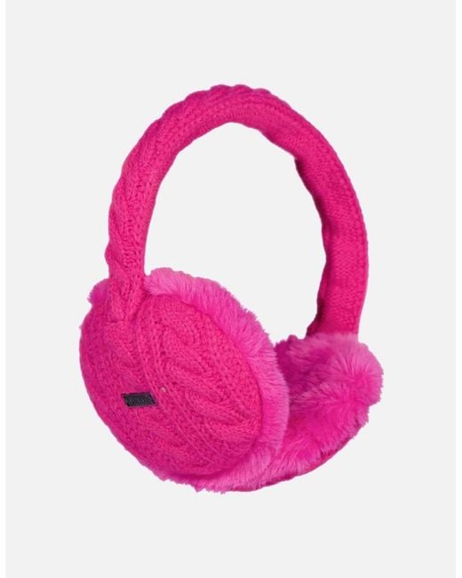 Barts Pink Monique Faux Fur Cable Knit Ear Muffs Earwarmers
