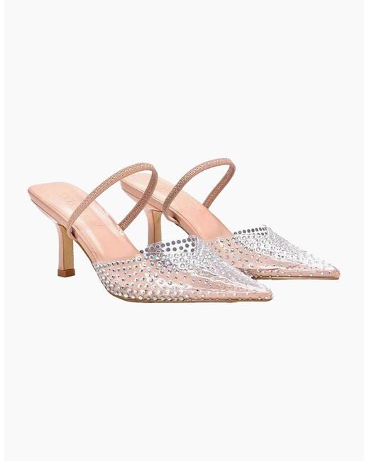 XY London Pink Ladies Tia Patent Perspex Court Shoes