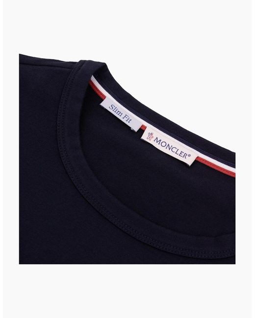 Moncler Blue Tricolour-Trimmed Cotton T-Shirt 778 for men