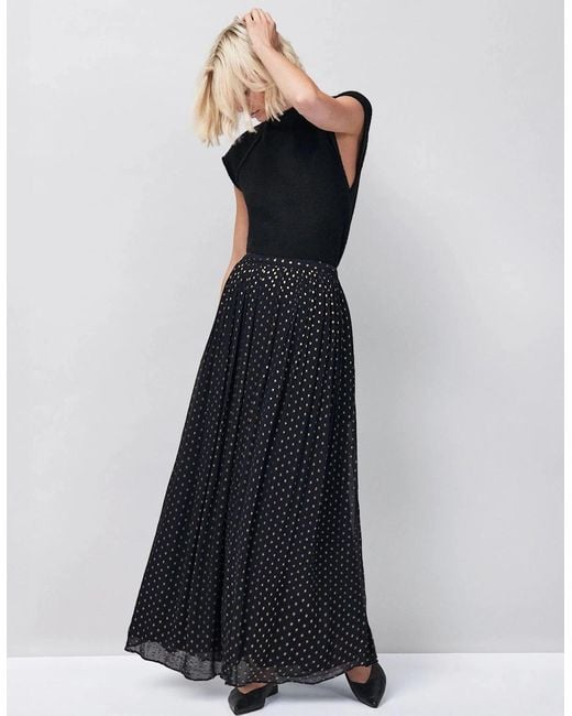 Ro&zo Black Foil Maxi Skirt