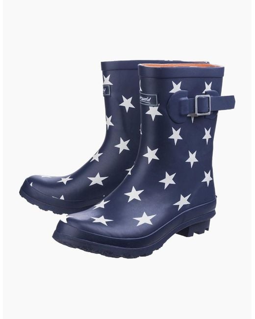 Cotswold Blue Badminton Rubber Star Slim Fit Wellington Boots