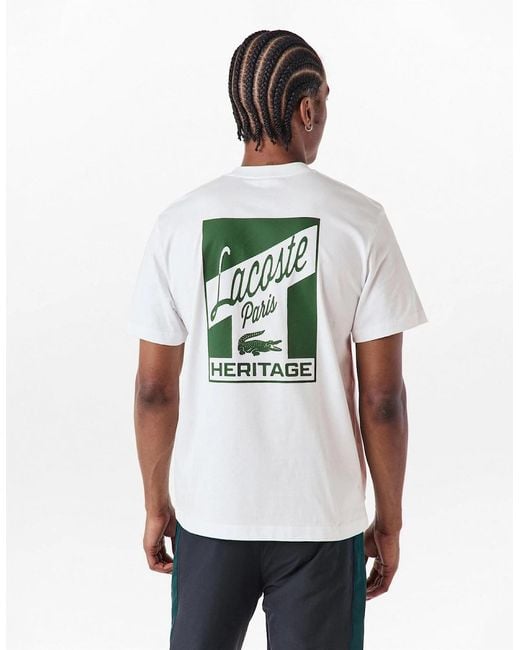 Lacoste White Crocodile Print Graphic Backpack for men