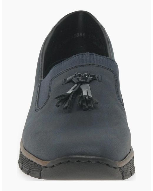 Rieker Black Gleam Tassel Loafers