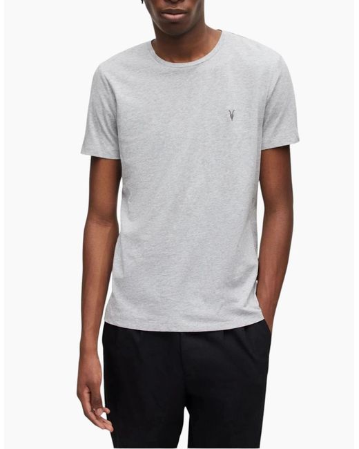 AllSaints Gray All Saints T Shirts Crew Neck Slim Short Sleeve Casual Summer Cotton Tee for men