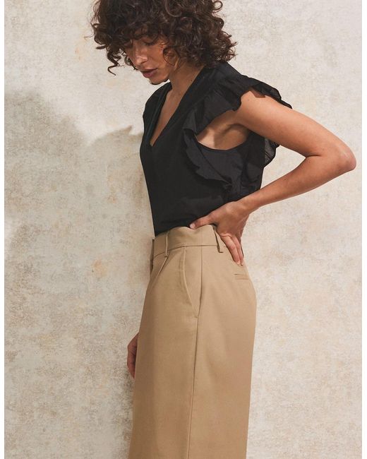 Ro&zo Natural High-Waist Turn-Up Cotton Trousers