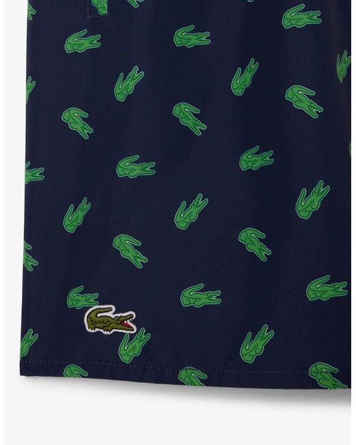 Lacoste Blue Mid Length Crocodile Print Swim Trunks for men
