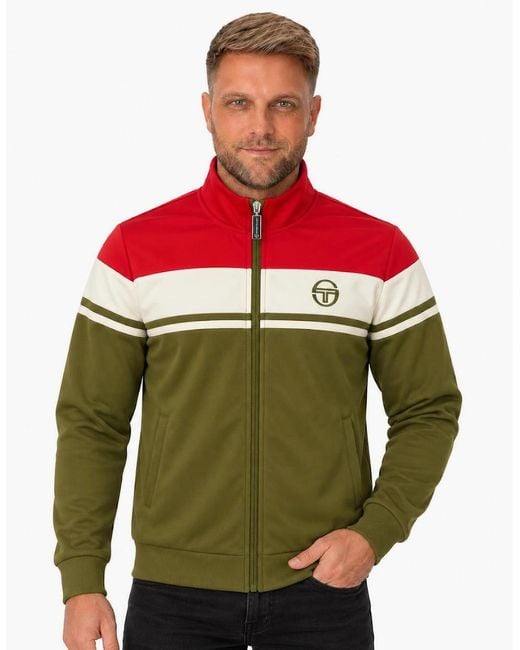 Sergio Tacchini Green Damarindo Track Top Jacket Adrenaline Rush/Gardenia/Dark for men