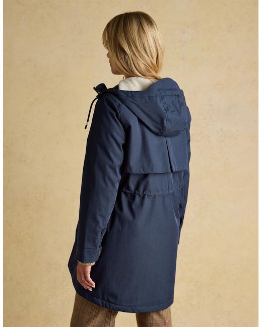 Joules Blue Portwell Waterproof Hoodie Raincoat With Adjustable Waist
