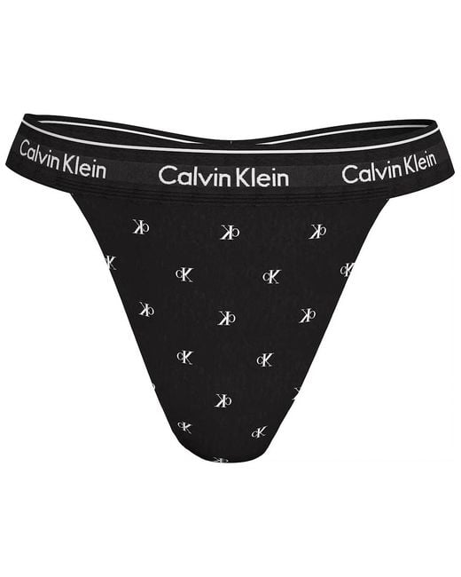 Calvin Klein Black Diamond Logo Print String Thong