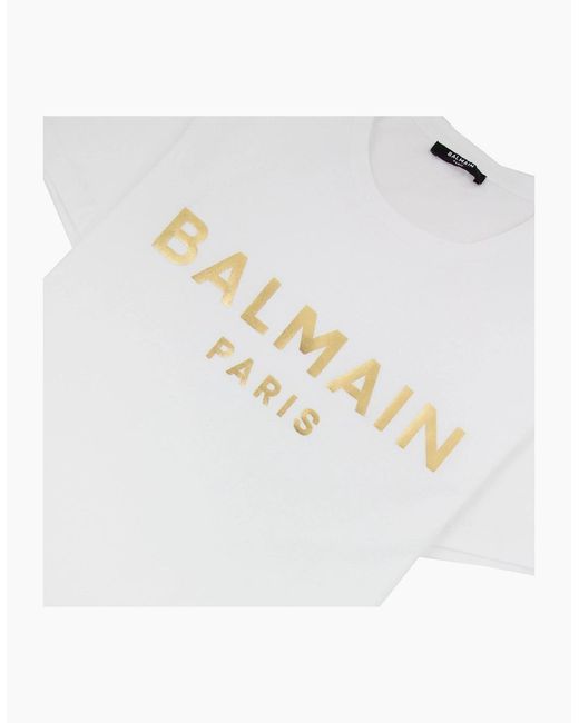 Balmain White Metallic Logo Tshirt Gad for men