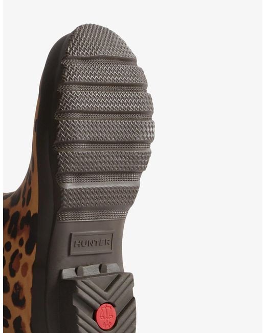 Hunter Brown Original Short Leopard Print Wellington Boots