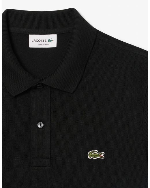 Lacoste Black Original L.12.12 Slim Fit Petit Piqué Cotton Polo Shirt for men