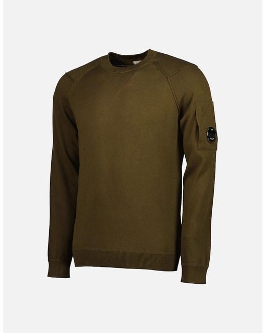C P Company Green Sea Island Knitted Lens Jumper for men