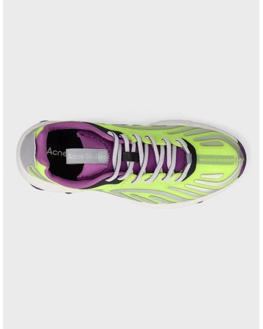 Acne Metallic Buzz Neon Trainers Contrast Sneaker