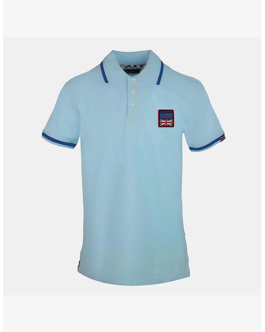 Aquascutum Blue Flag Collared Neck Short Sleeve Regular Fit Shirt for men