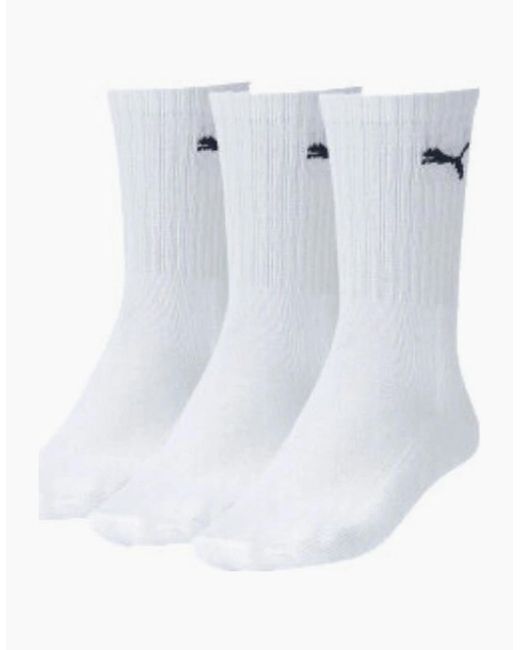 PUMA White 3-Pack Sports Socks for men