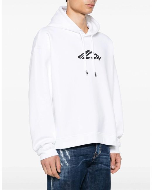 DSquared² White Icon Relax Fit Hoodie for men