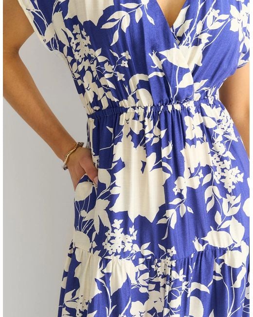 Gini London Blue Floral Elastic Waist Maxi Dress
