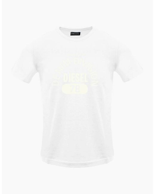 DIESEL White Monotone Property Of Denim Division T-Shirt for men