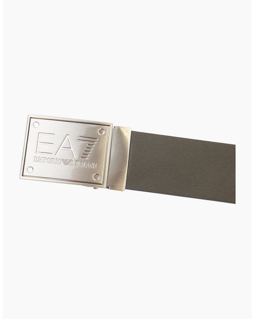EA7 Blue Reversible Brushed Leather Belt for men