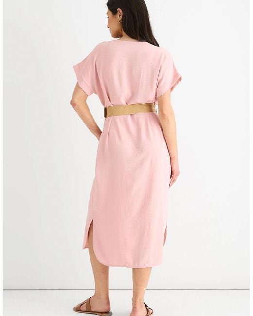 Gini London Pink Blush Air Flow Belted Oversized Dress