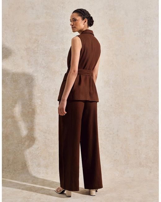Ro&zo Brown Chocolate Linen-Blend Waistcoat