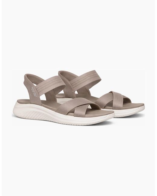 Skechers White Ultra Flex 3.0 Sandal