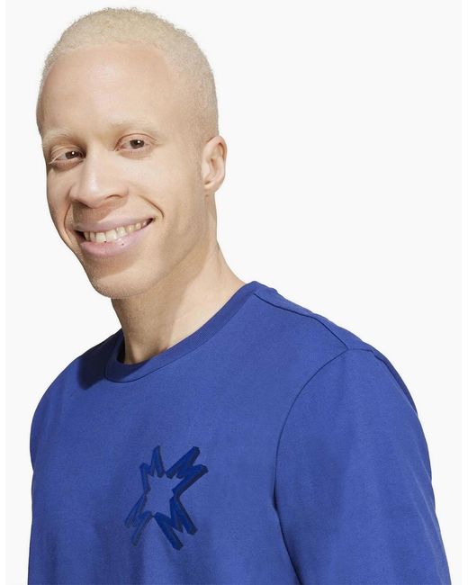 Adidas Blue Mufc Crew Neck Short Sleeve Jersey T-Shirt for men