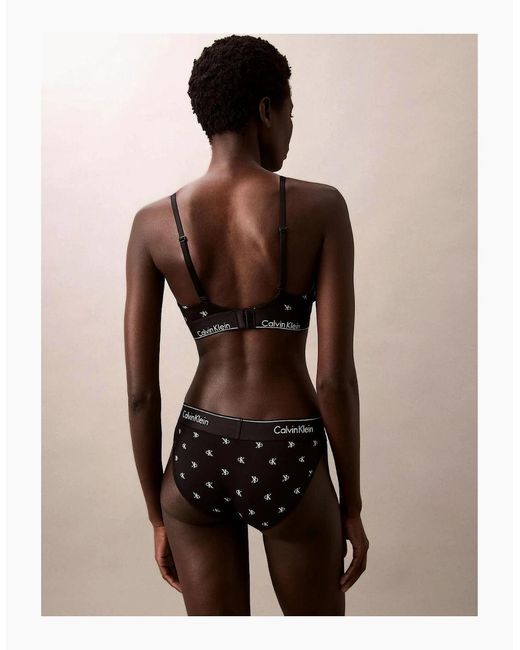Calvin Klein Black Diamond Logo Print Lightly Lined Triangle Bra