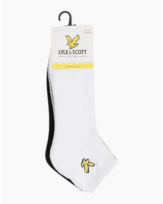 Lyle & Scott White Ankle Socks Stretch Trainer 3X Pack Cotton Sports Socks 7-11 for men