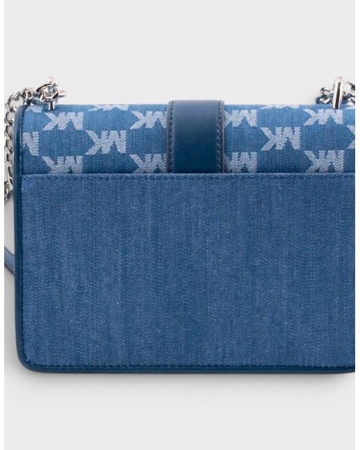 Michael Kors Blue Greenwich Small Logo Jacquard Denim Crossbody Bag