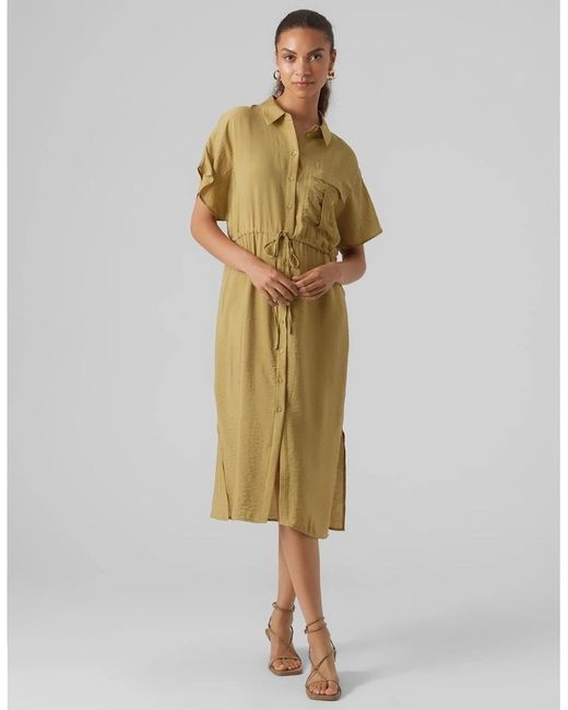 Vero Moda Metallic Iris Collared Neck Shirtdress