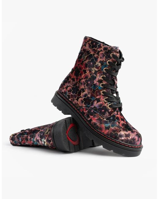 Heavenly Feet Multicolor Justina2 Viola Velour Ankle Boots Rose
