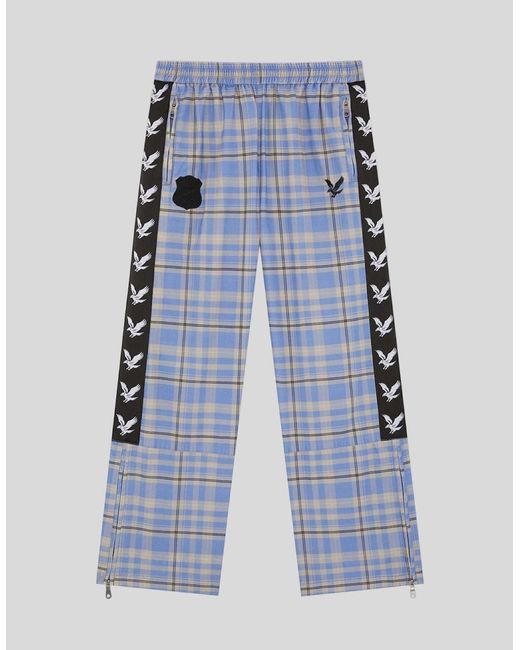 Lyle & Scott Blue Plaid Zipped Drill Pant for men