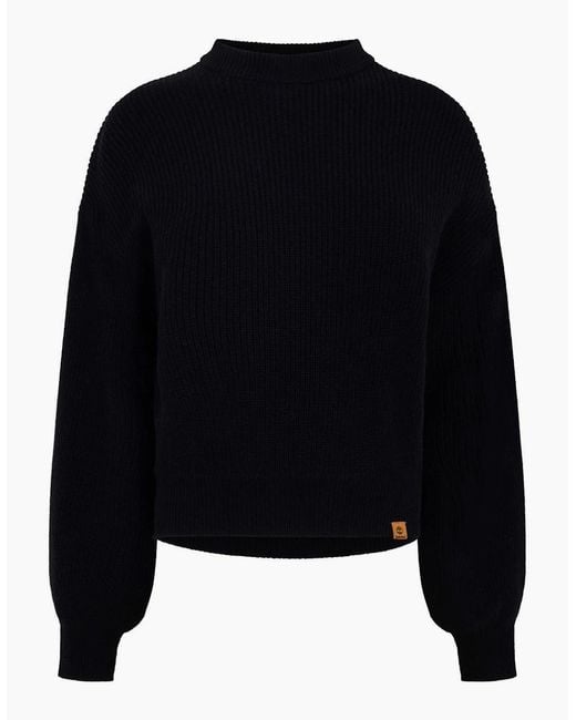 Timberland Black Crew Neck Ribbed Collar Long Sleeve Sweater