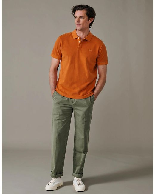 aubi Orange Lusby Pique Polo for men