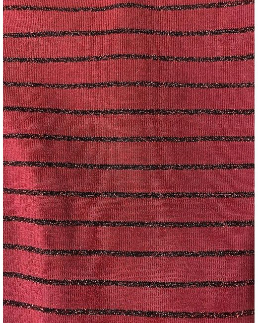 Tommy Hilfiger Red Lurex Pinstripe Bikini Brief, Deep Rouge