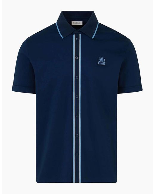 Sandbanks Blue Contrast Tipped Placket Polo for men